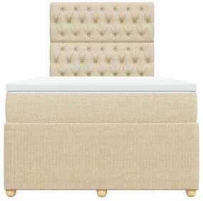 vidaXL Κρεβάτι Boxspring με Στρώμα Κρεμ 120x190 εκ. Υφασμάτινο