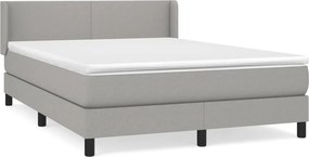 vidaXL Κρεβάτι Boxspring με Στρώμα Ανοιχτό Γκρι 140x200 εκ. Υφασμάτινο