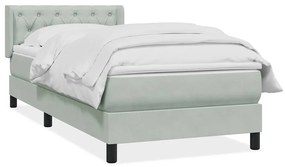 vidaXL Κρεβάτι Boxspring με Στρώμα Ανοιχτό Γκρι 80x210 εκ. Βελούδινο