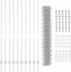 vidaXL Φράχτης αλυσίδας με στήλη 10 x 1,6 m Γαλβανισμένος Χάλυβας
