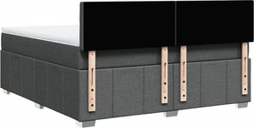 vidaXL Κρεβάτι Boxspring με Στρώμα Σκούρο Γκρι 180x200 εκ Υφασμάτιν