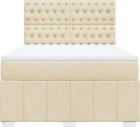 vidaXL Κρεβάτι Boxspring με Στρώμα Κρεμ 140x190 εκ. Υφασμάτινο