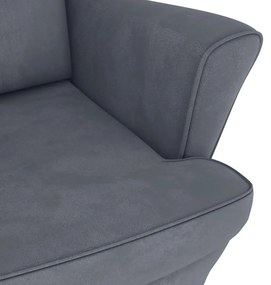 vidaXL Κουνιστή Πολυθρόνα με Πλάτη και Σκούρο Γκρι Βελούδο Μασίφ Ξύλο