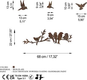 Decorative Metal Wall Accessory Rusty Birds 2 Antiquation