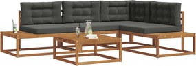vidaXL Σειρά Καναπέ Εξωτερικού 5 Τεμάχιο Φυσικό και Ανθρακί