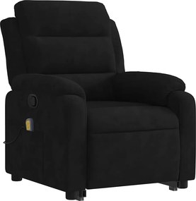 vidaXL Πολυθρόνα Μασάζ Ανακλινόμενη με Ανύψωση Μαύρη Βελούδινη
