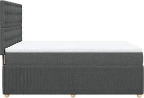 vidaXL Κρεβάτι Boxspring με Στρώμα Σκούρο Γκρι 140x200 εκ Υφασμάτινο