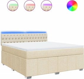 vidaXL Κρεβάτι Boxspring με Στρώμα Κρεμ 180x200 εκ. Υφασμάτινο