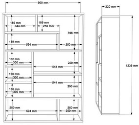 Βιβλιοθήκη Decora pakoworld σε φυσική-ανθρακί απόχρωση 90x22x123.6εκ