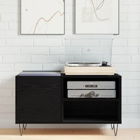 vidaXL Ντουλάπι Δίσκων Μαύρο Δρυς 84,5x38x48 εκ Επεξεργασμένο Ξύλο