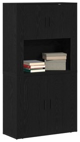 vidaXL Υψηλός ντουλάπι Μαύρος Δρυς 80x33x150 εκ Επεξεργασμένο ξύλο