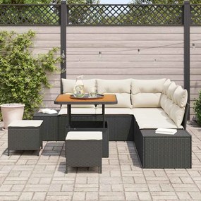 vidaXL Σετ Καναπέ Κήπου με μαξιλάρι 8 pcs Μαύρο Πολυ ράταν