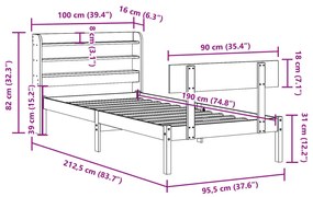 ΣΚΕΛΕΤΟΣ ΚΡΕΒ. ΧΩΡΙΣ ΣΤΡΩΜΑ ΛΕΥΚΟ 90X190 ΕΚ ΜΑΣΙΦ ΠΕΥΚΟ 3306606