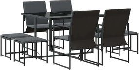 vidaXL Σέτ φαγητού για κήπο 9 pcs Μαύρο Ατσάλι