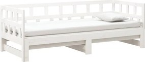 VidaXL Καναπές Κρεβάτι Συρόμενος Λευκός 2x(90x190) εκ. από Μασίφ Πεύκο
