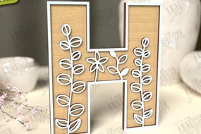 Intra απο ξύλο plywood Χρώμα wenge 3mm-4mm πάχος - Γράμματα λουλουδιών | Alphabet | Floral Design Δίασταση 30x20 cm INTRAFABR-45795142