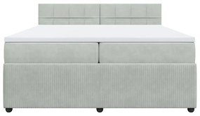 vidaXL Κρεβάτι Boxspring με Στρώμα Ανοιχτό Γκρι 200x200 εκ. Βελούδινο