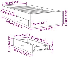 ΠΛΑΙΣΙΟ ΚΡΕΒΑΤΙΟΥ ΜΕ ΣΥΡΤΑΡΙΑ ΚΑΦΕ ΔΡΥΣ 90X200 ΕΚ. ΕΠΕΞ. ΞΥΛΟ 3280432