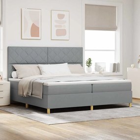 vidaXL Κρεβάτι με Στρώμα Ανοιχτό Γκρι 200x200 εκατοστά Ύφασμα