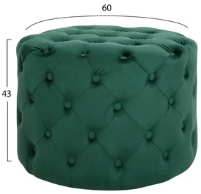 Σκαμπό KASSIE τύπου CHESTERFIELD Βελούδο Κυπαρισσί Φ60x43Υ εκ. 60x60x43 εκ.