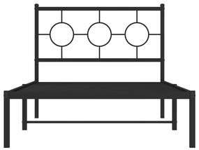 Πλαίσιο Κρεβατιού με Κεφαλάρι Μαύρο 100 x 190 εκ. Μεταλλικό - Μαύρο
