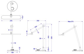 ΦΩΤΙΣΤΙΚΟ ΓΡΑΦΕΙΟΥ LED BLAIN PRO  ΓΚΡΙ ΒΑΣΗ ABS-ΓΚΡΙ ΑΛΟΥΜΙΝΙΟ 57,5x53Υεκ.