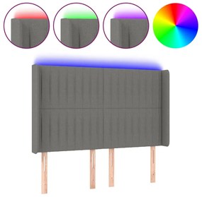 vidaXL Κεφαλάρι Κρεβατιού LED Σκούρο Γκρι 147x16x118/128εκ. Υφασμάτινο