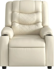 vidaXL Πολυθρόνα Μασάζ Ανακλινόμενη Κρεμ από Συνθετικό Δέρμα