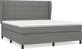 vidaXL Κρεβάτι Boxspring με Στρώμα Σκούρο Γκρι 160x200 εκ Υφασμάτινο