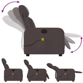 vidaXL Πολυθρόνα Μασάζ Ανακλινόμενη Σκούρο Καφέ Υφασμάτινη