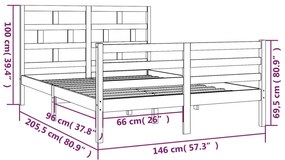 Πλαίσιο Κρεβατιού Λευκό 140 x 200 εκ. από Μασίφ Ξύλο Πεύκου - Λευκό