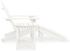 Καρέκλα Κήπου Adirondack Μασίφ Ξύλο Ελάτης / Υποπόδιο &amp; Τραπέζι - Λευκό