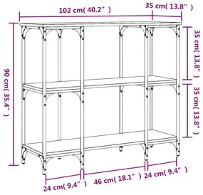 Τραπέζι Κονσόλα Καπνιστή Δρυς 102x35x90 εκ. Επεξεργασμένο Ξύλο - Καφέ