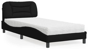 vidaXL Κρεβάτι με Στρώμα Μαύρο 90x190 εκ.Υφασμάτινο