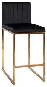 Bar Stool Piper Velvet Black &amp; Gold Metallic Frame  40x49x96cm