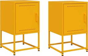 vidaXL Κομοδίνα 2 τεμ. Μουσταρδί 36x39x60,5 εκ. από Χάλυβα