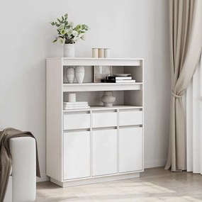 Ντουλάπι Ψηλό Λευκό 89x34x116,5 εκ. από Μασίφ Ξύλο Πεύκου - Λευκό