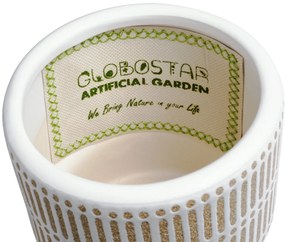 GloboStar® Artificial Garden AMARETTO 20543 Διακοσμητικό Κεραμικό Κασπώ Γλάστρα - Flower Pot Μπεζ με Λευκό Φ11 x Υ11cm