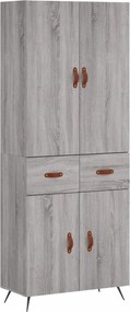 vidaXL Ντουλάπι Γκρι Sonoma 69,5 x 34 x 180 εκ. Επεξεργασμένο Ξύλο