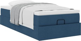 vidaXL Οθωμανικό κρεβάτι με στρώμα μπλε 100x200cm ύφασμα