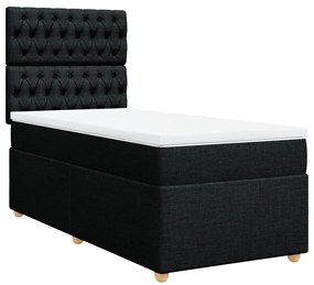 vidaXL Κρεβάτι Boxspring με Στρώμα Μαύρο 80 x 200 εκ. Υφασμάτινο