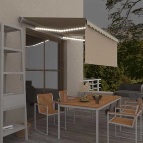 vidaXL Χειροκίνητη τέντα με ηλιακό LED 3,5 x 2,5 m Κρεμ