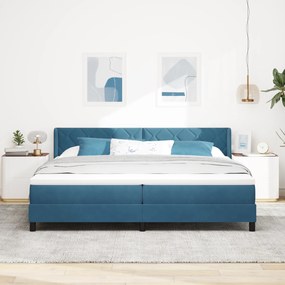 vidaXL Κρεβάτι Box Spring με Στρώμα Σκούρο Μπλε 200x200 εκ. Βελούδο