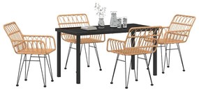 vidaXL Σέτ φαγητού για κήπο 5 pcs Καφέ Πολυ ράταν