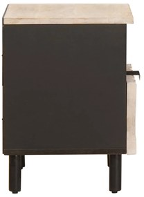 vidaXL Κομοδίνο με συρτάρι Λευκό 40 x 33 x 46 εκ. Στερεό ξύλο μάνγκο