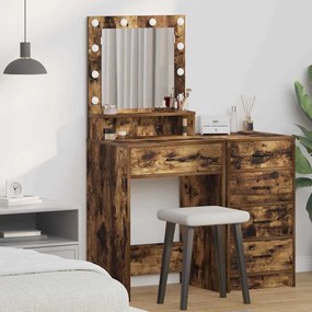 vidaXL Κομοδίνο Καπνιστή δρυς 50 x 41 x 135 εκ Επεξεργασμένο ξύλο