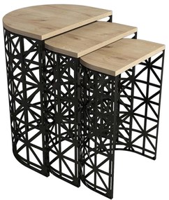 Ζιγκόν Stil Metal Ferforje (Σετ 3Τμχ) 845HCT5233 46x33x62/41x30x58/36x27x53cm Oak