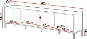 Έπιπλο τηλεόρασης Merci long - 200.00Χ40.00Χ54.00cm