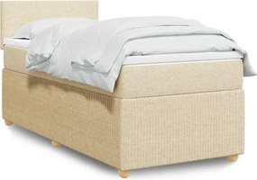 vidaXL Κρεβάτι Boxspring με Στρώμα Κρεμ 90x200 εκ.Υφασμάτινο