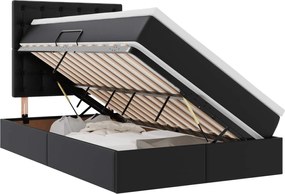 vidaXL Κρεβάτι Αποθήκης με στρώμα Μαύρο 120 x 200 cm Τεχνητό Δέρμα